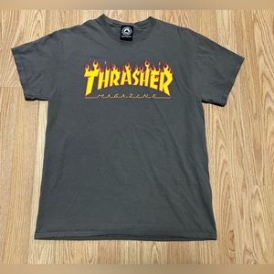 🔥Adult Unisex THRASHER Magazine Brown T shirt Size M-Nice!!!🔥